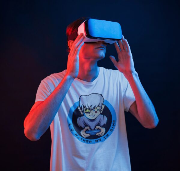 t shirt mockup of a man immerse in a vr game m1441 r el2 3 1