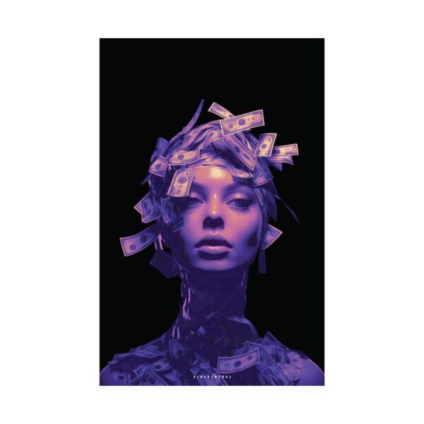 Legacy Unfazed Matte Vertical Poster. Rich Mindset. Apartment Wall Art. Woman Wearing Money. Fiction Fantasy. Expression Art. Dark Aesthetic - Image 2